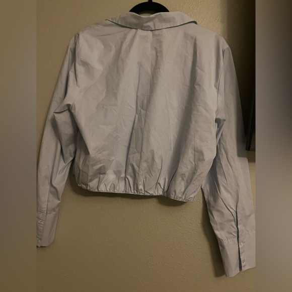 Abercrombie & Fitch Long-Sleeve Poplin Wrap Top - Picture 7 of 9